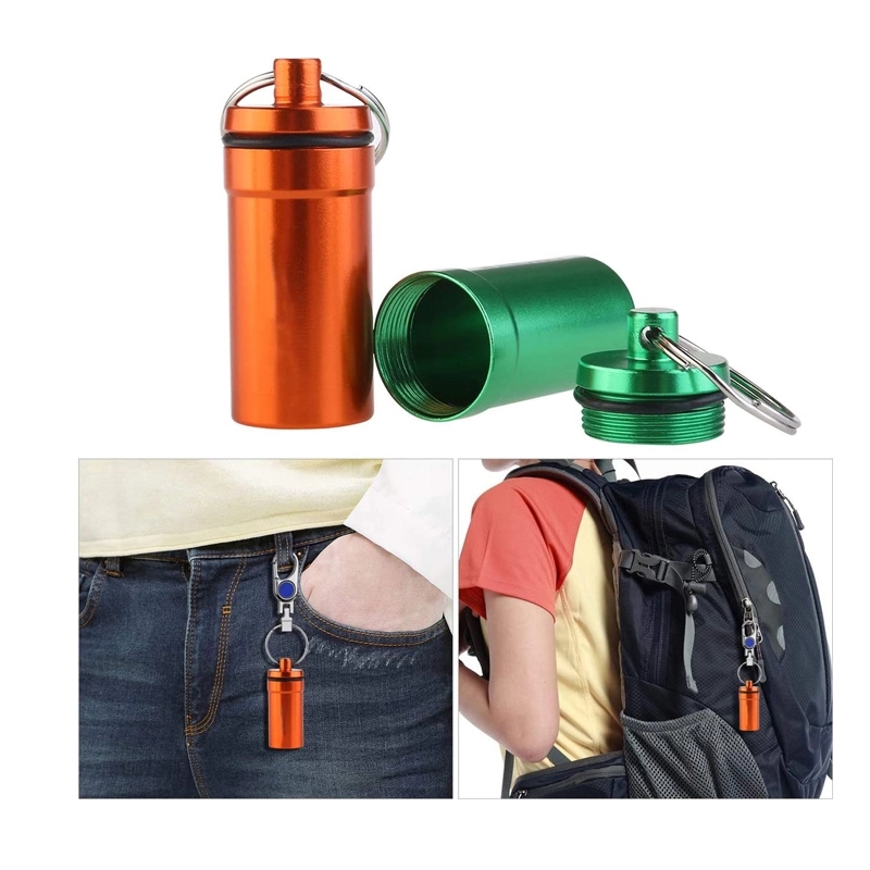 Waterproof Aluminum Pill Holder Keychain Container 4