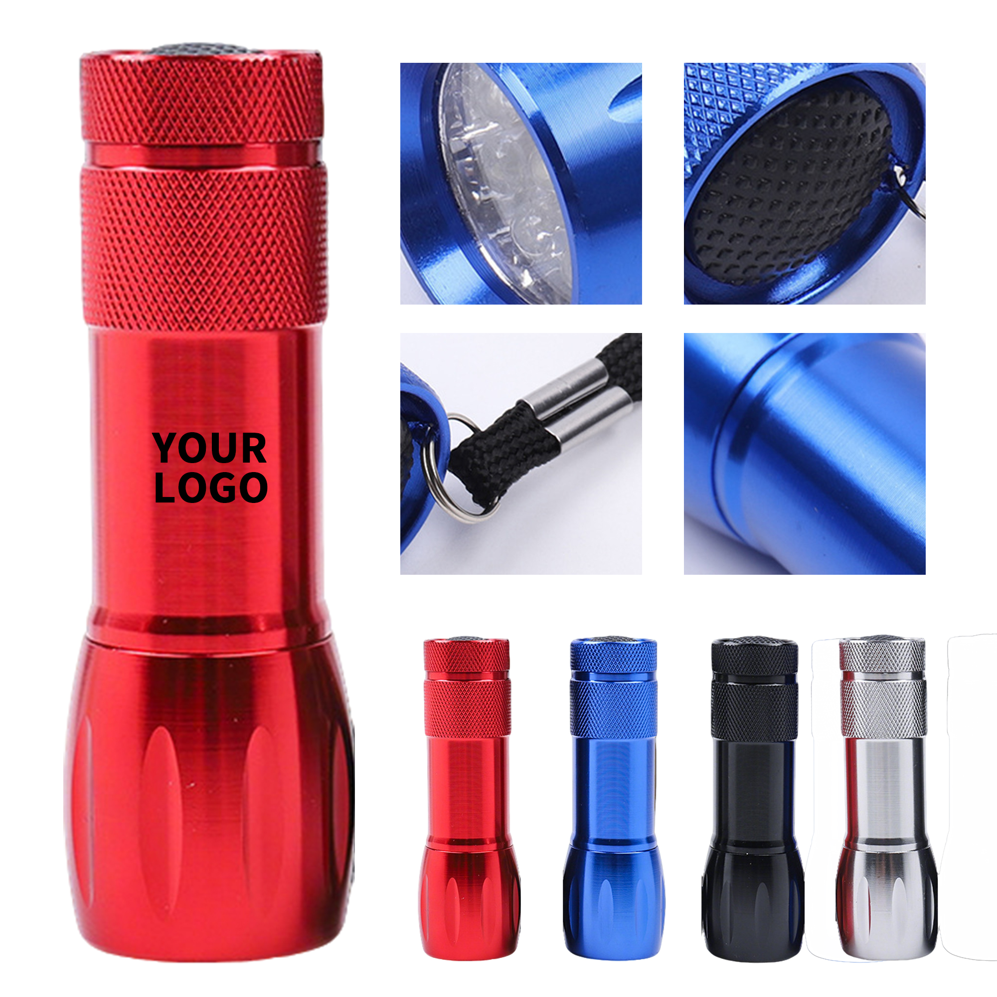 Mini Aluminum LED Flashlight With Push Button 3.7" 3