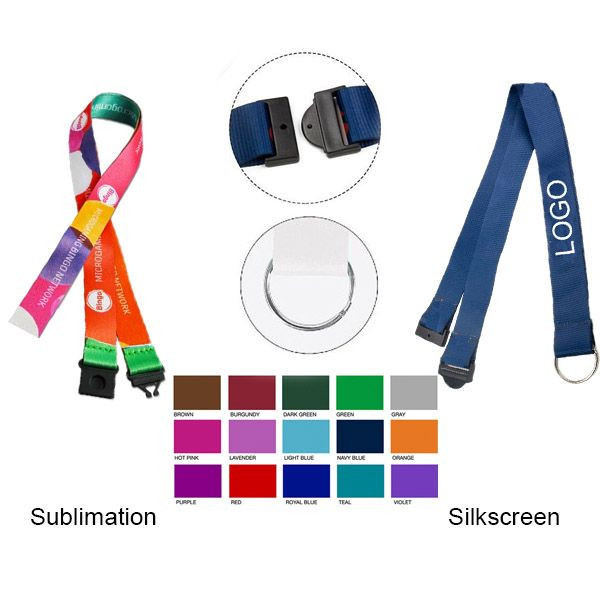 3/4" Polyester Lanyard W/ Metal Oval Hook (Sublimation) 1