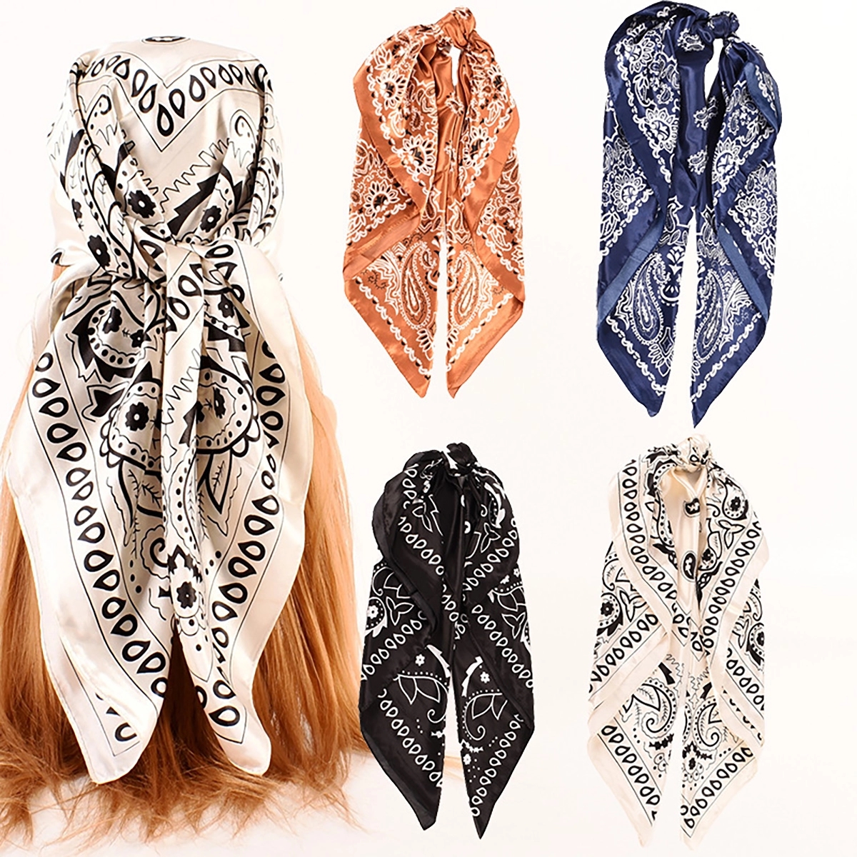 35.5 Inches Satin Head Scarf Bandana 2