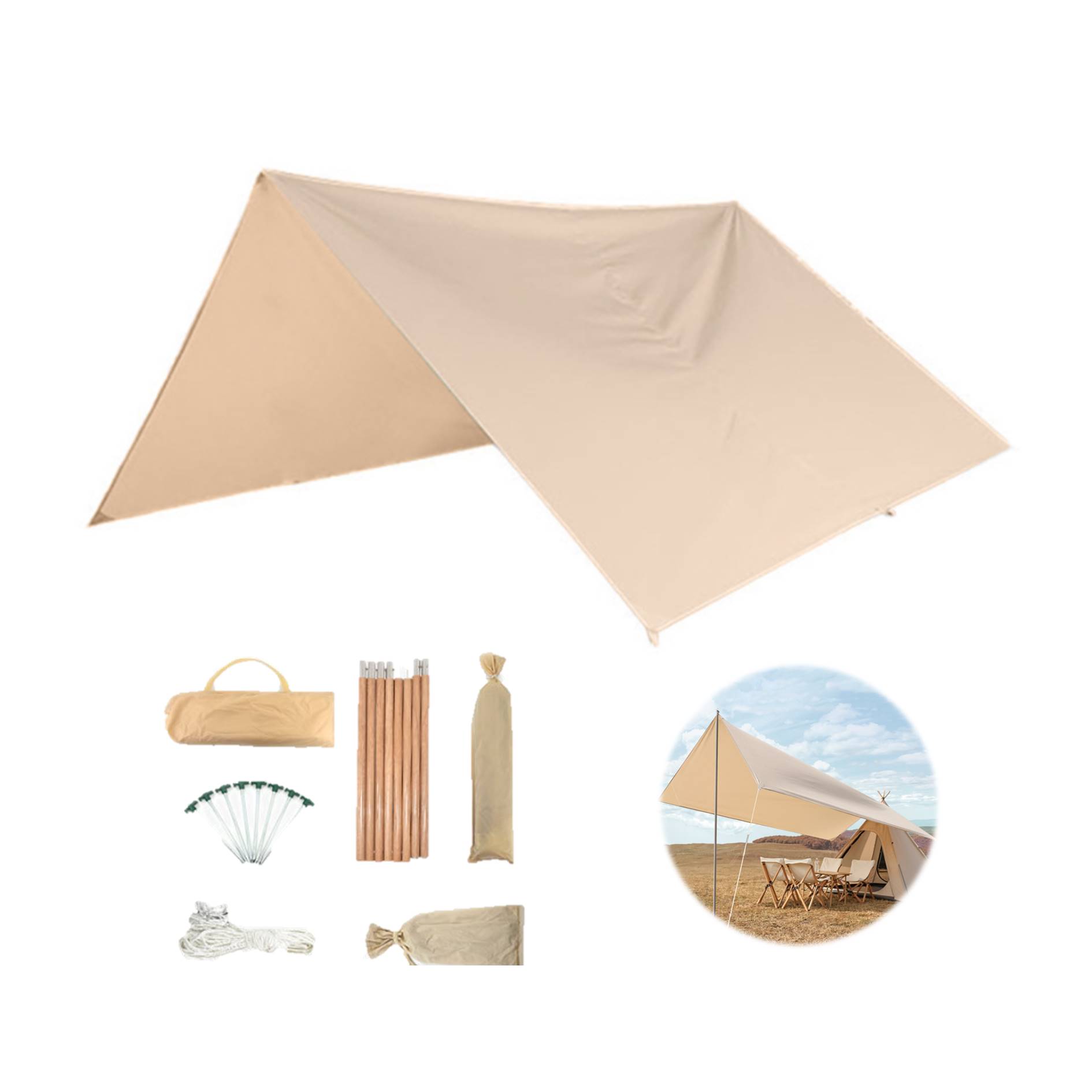 Outdoor Camping Sun Shelter Waterproof Fly Tarp 3