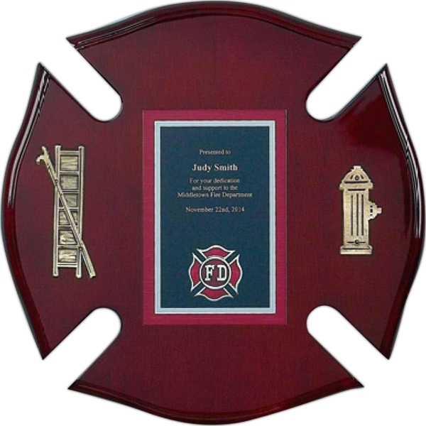 Piano Finish Fire Specialty Award / Plaque With Ladder & Fir 5
