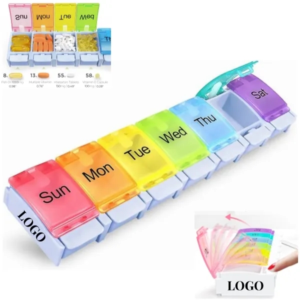 Pill Organizer,Travel 7 Day Box Case with Large Compartment 4