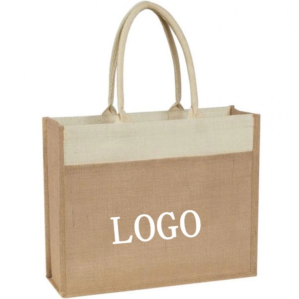 Jute Tote Bag With Front Pocket, custom tote bag with logo imprint 4