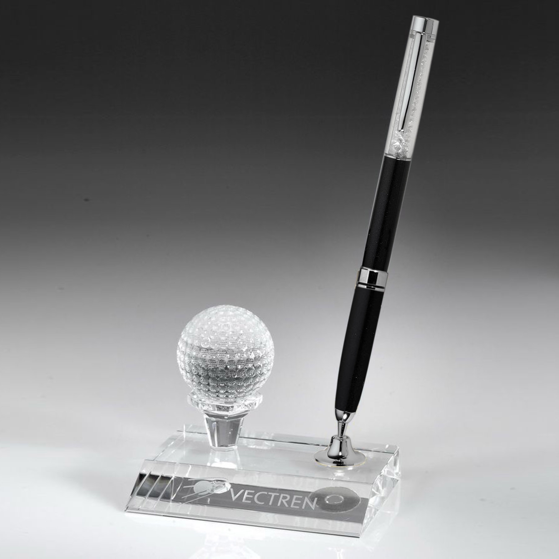 Desktop, Award-Crystal Golf Pen Set w/ Black Ballpoint Pen 3