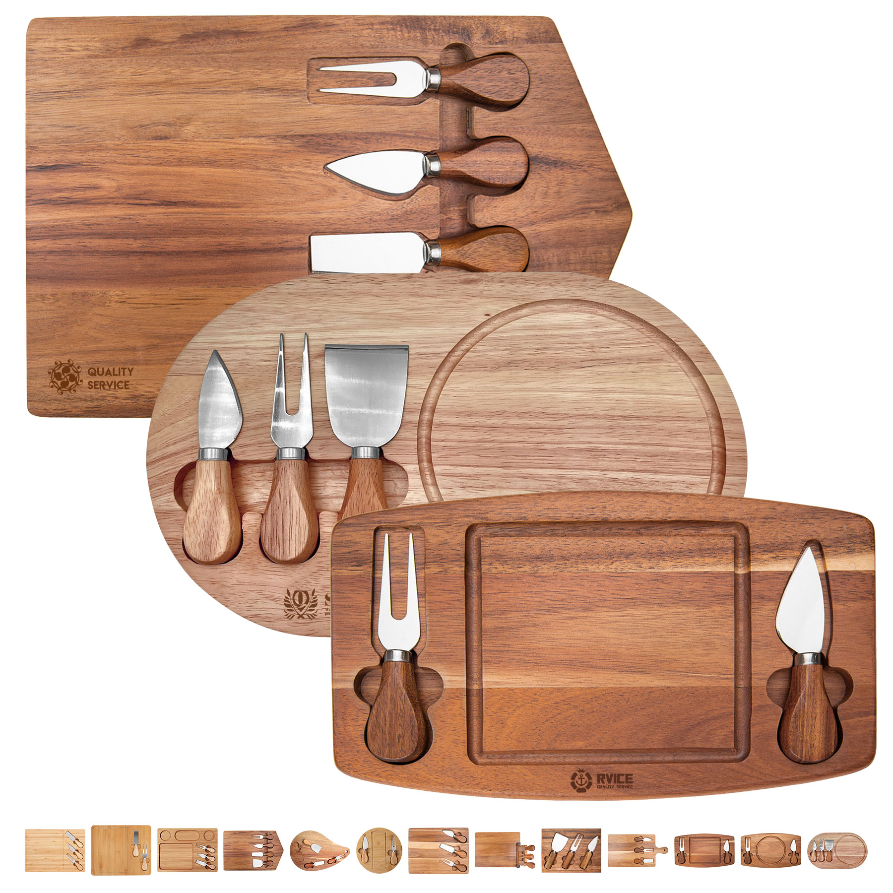 3-Piece Cheese Cutting Board With Knife And Fork 11