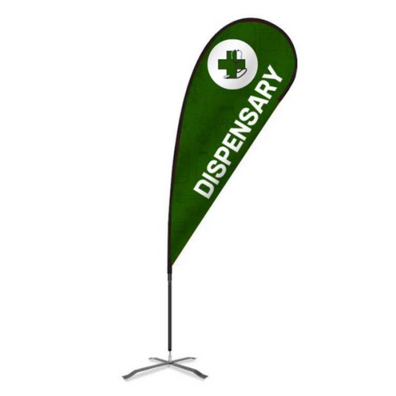 Dispensary Pre Printed Flex Blade® Teardrop Flag 12.5' - Green outdoor flag 2