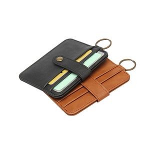 RFID Blocking PU Leather Card Holder Wallet with Keychain 9