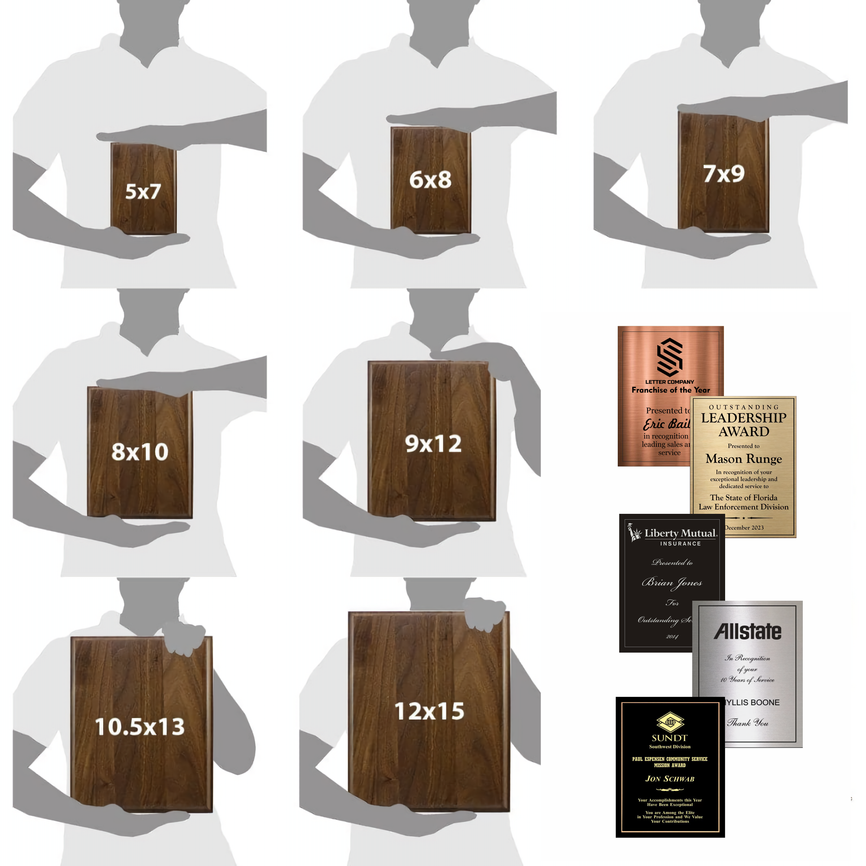 Walnut Wood Plaque w/Choice of Single Plate 14
