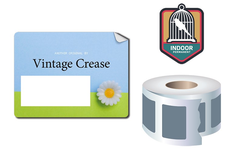Roll Stickers / Decal - Indoor Permanent - 4x3 Rectangle Shape 2