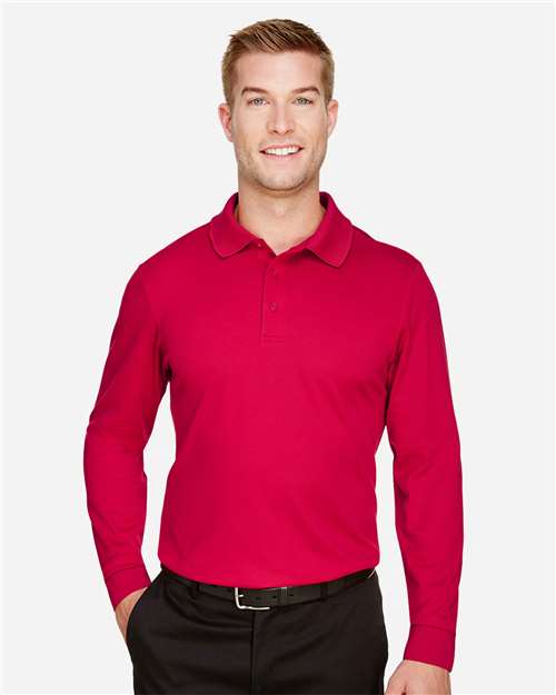 Men's Tall CrownLux Performance® Plaited Long Sleeve Polo - DG20LT 41