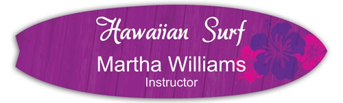 Full Color Name Badge w/ Personalization (5.5"X1.625") Surfboard Shape