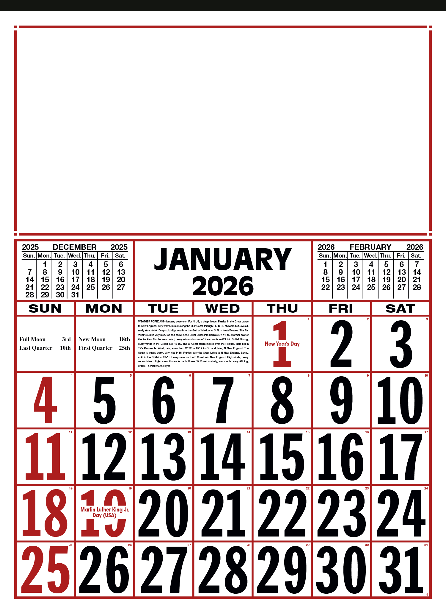 Skinner & Kennedy® Commercial 12-Sheet Calendar