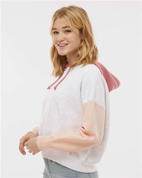 Women's Sueded Fleece Colorblocked Crop Hooded Sweatshirt - W23716 11