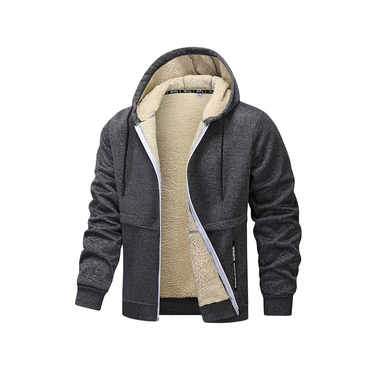 Men Windproof Fleece Lined Heavyweight Hooded Jacket 4