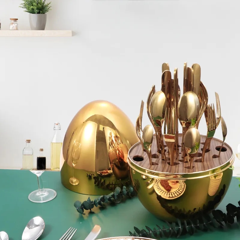 Egg-Shaped Stainless Steel Silverware Flatware Cutlery Set 3