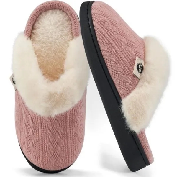 Ecetana Women's Warm Knit House Slippers with Memory Foam 2