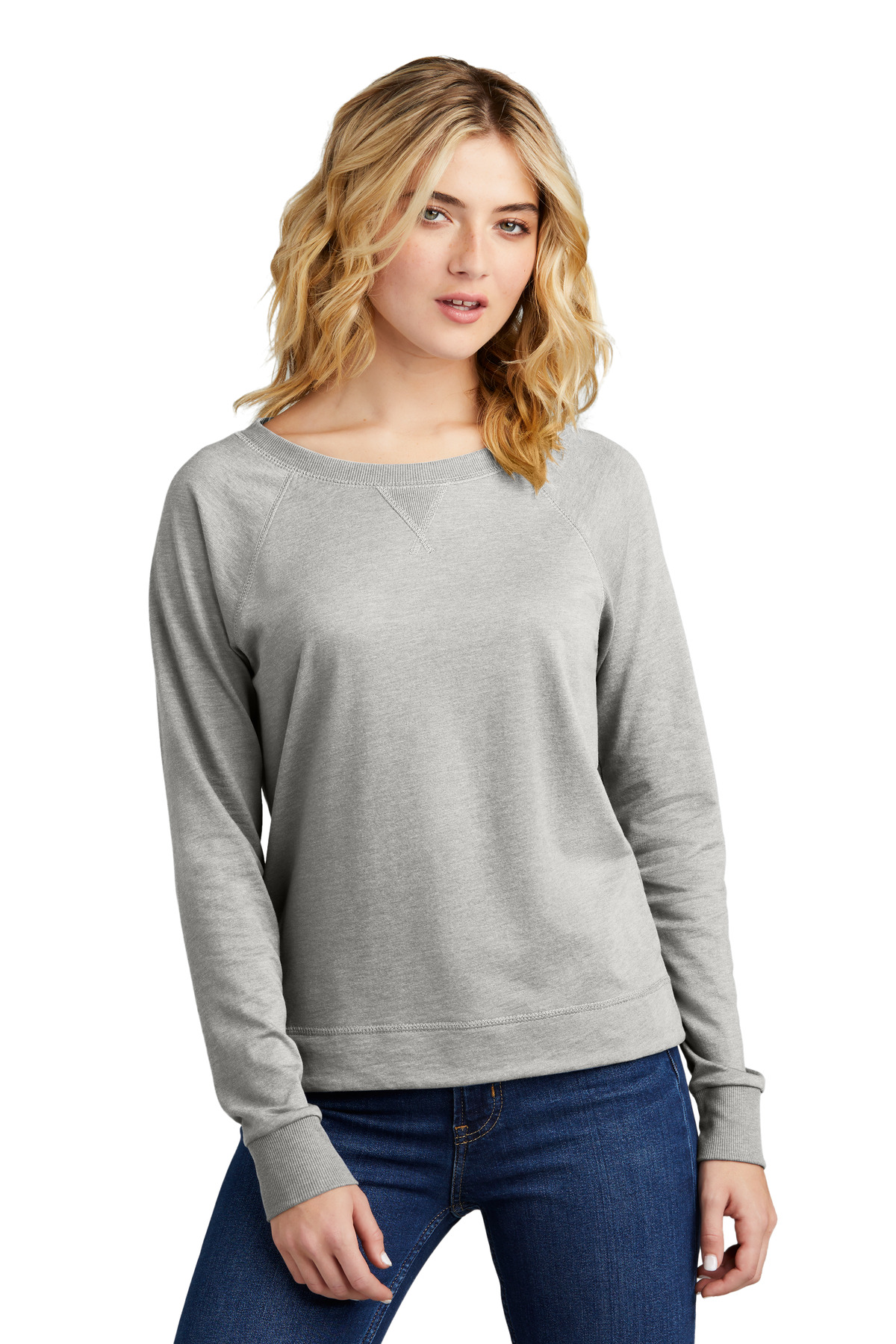 District Women's Featherweight French Terry Long Sleeve Crewneck DT672 18