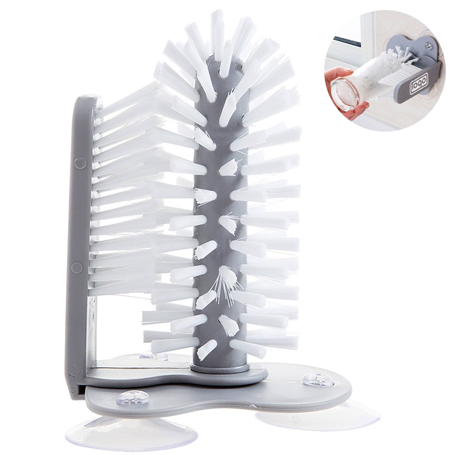 Wall-Mounted Plastic Cup Brush w/ Suction Base 12
