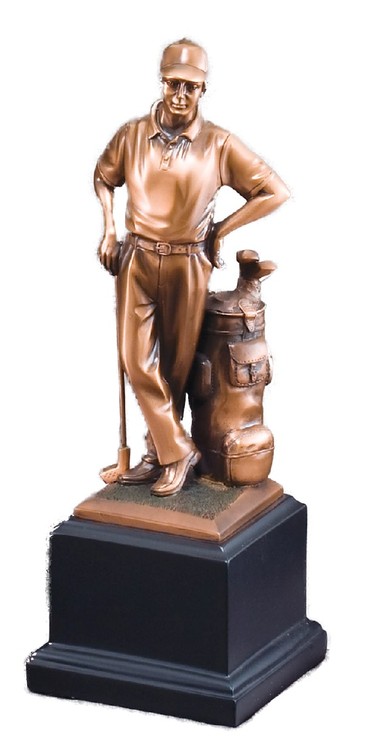 Golfer - Male Electroplated Resin Sculpture, 11" 2
