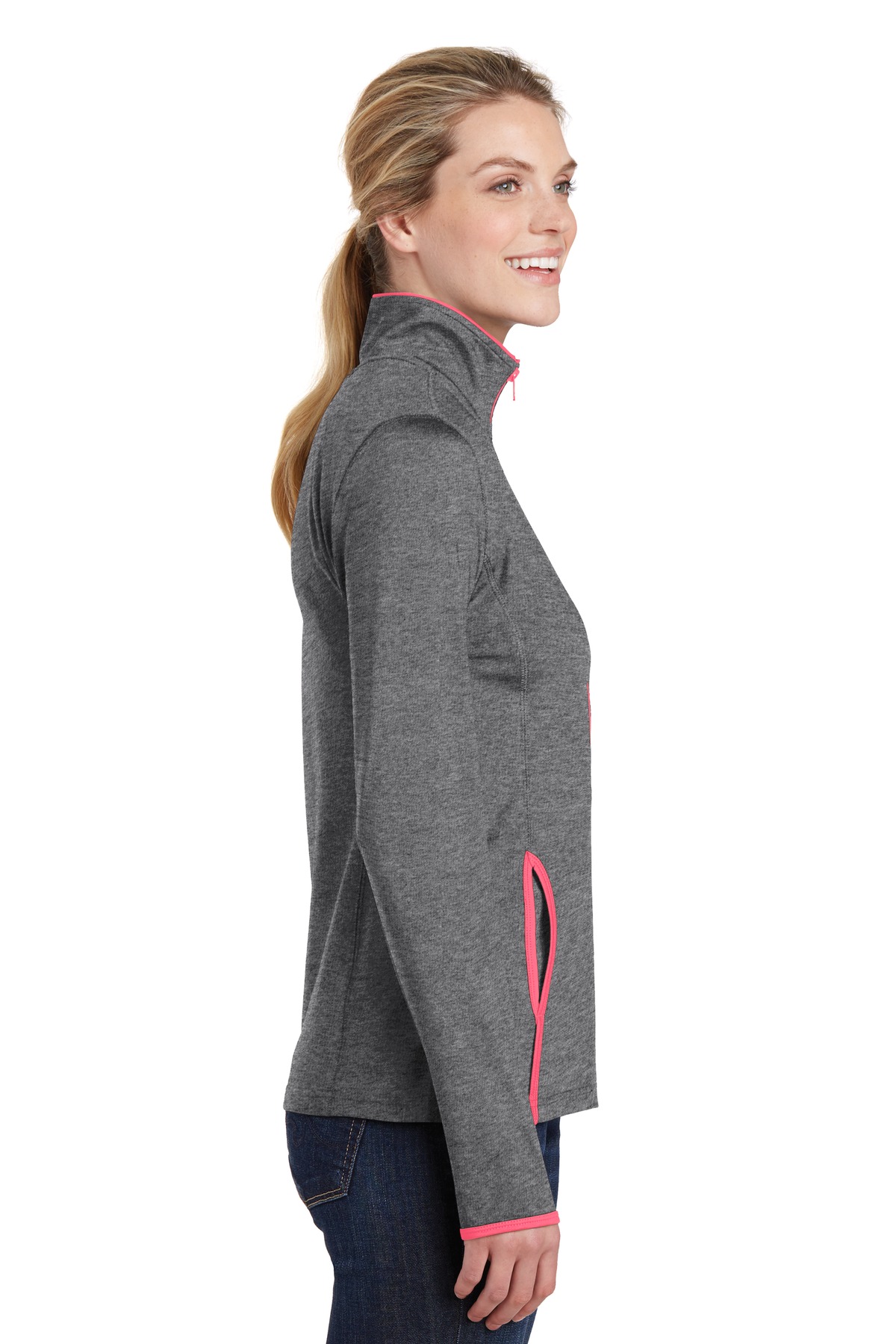 Sport-Tek Women's Sport-Wick Stretch Contrast Full-Zip Jacket. LST853 45