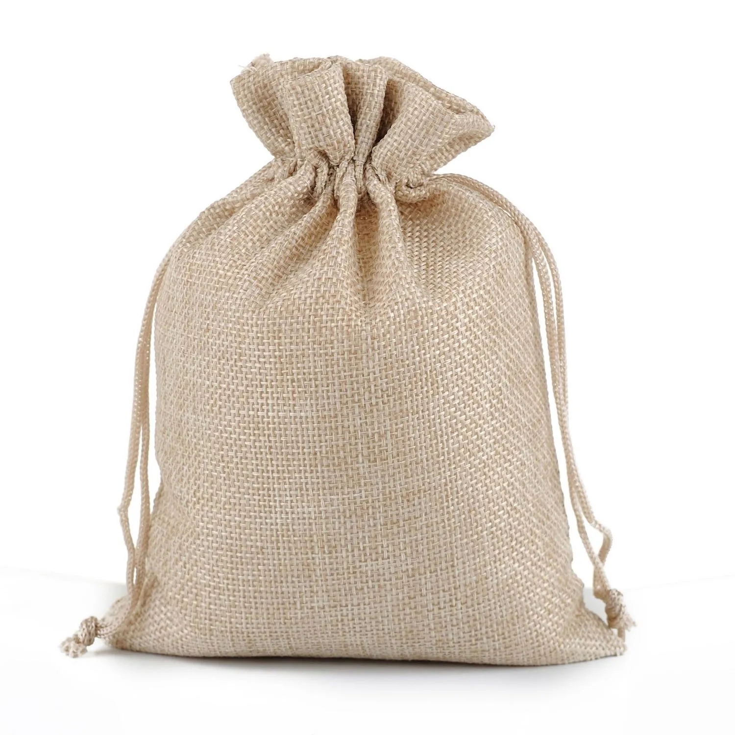 Medium Natural Burlap Pouches Jute Drawstring Bags 5" x 7" 2
