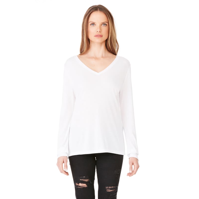 Bella + Canvas Ladies' Flowy Long-Sleeve V-Neck 10