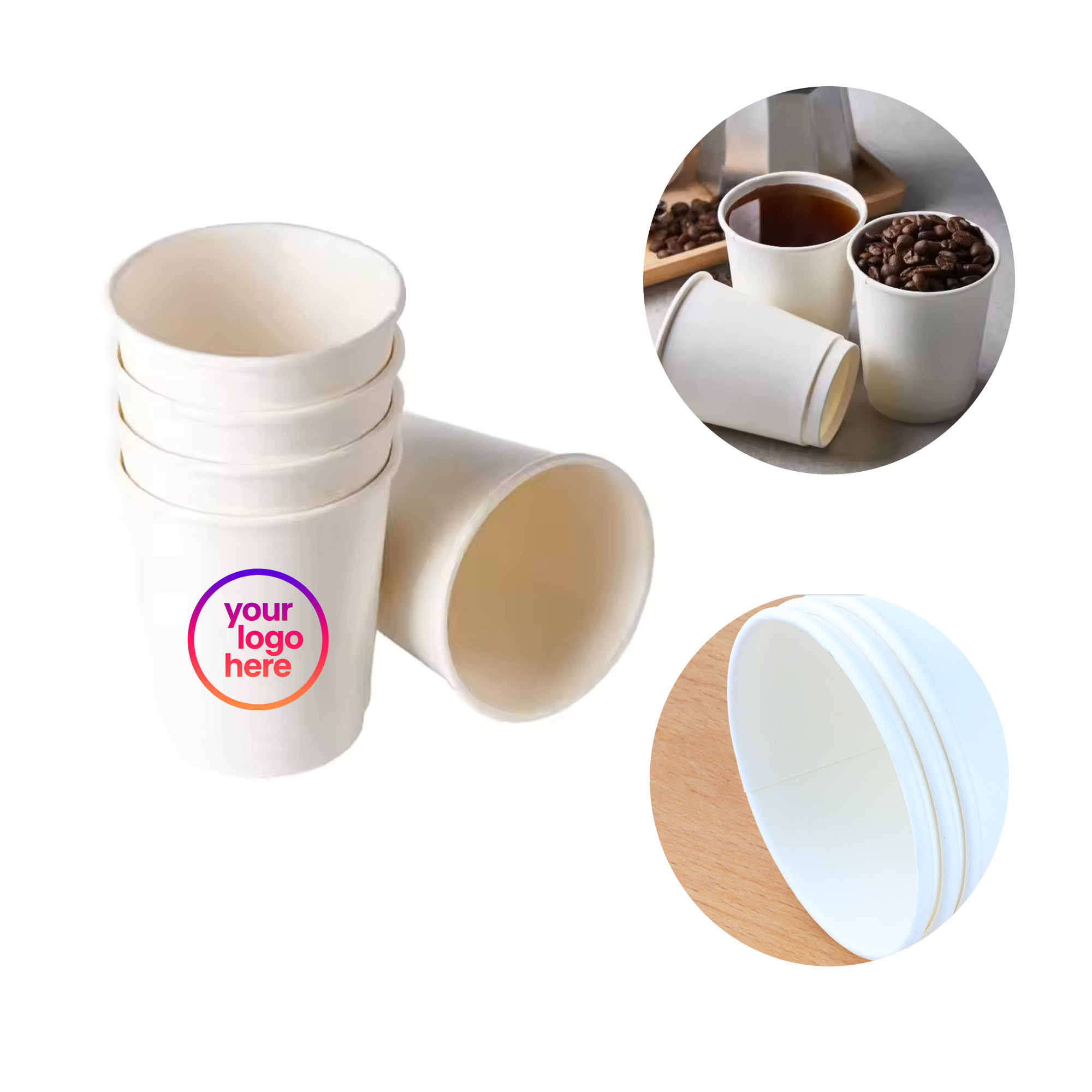 MOQ:300pcs Disposable eco-Friendly Paper Cups 3