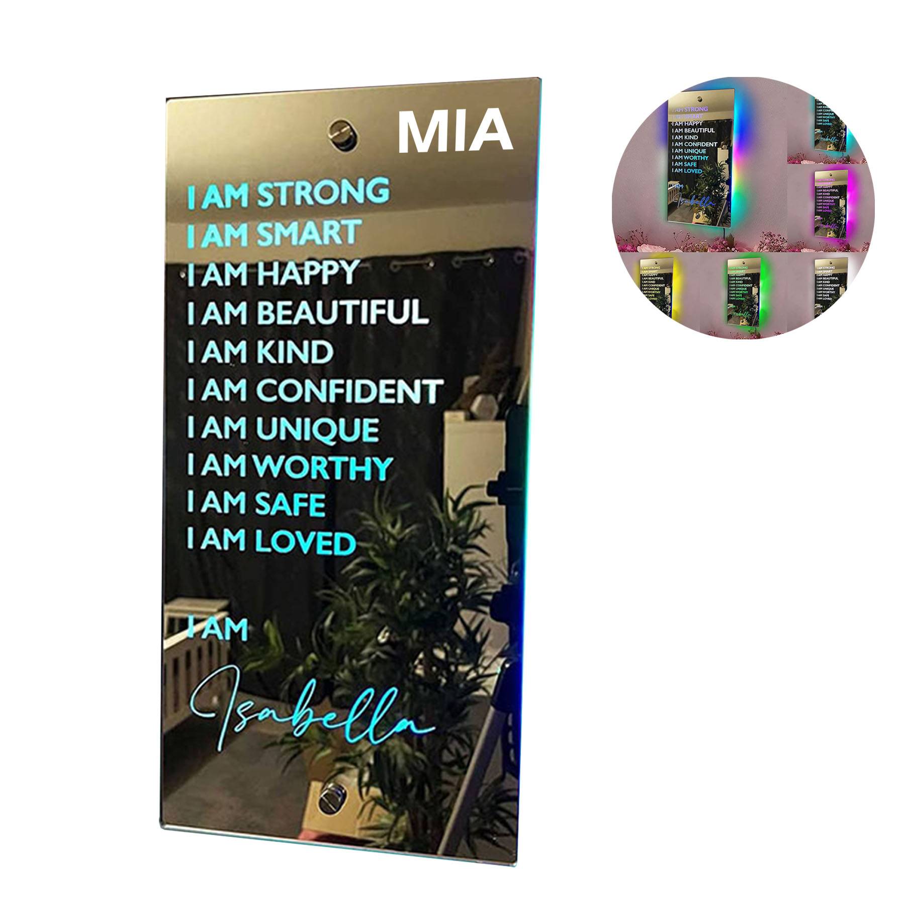 10 Self-Affirming Acrylic Wall Mirror W/ LED Light 1