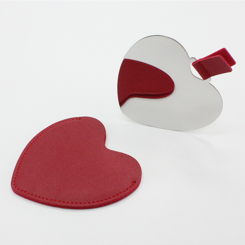 Portable stainless steel heart makeup mirror 8