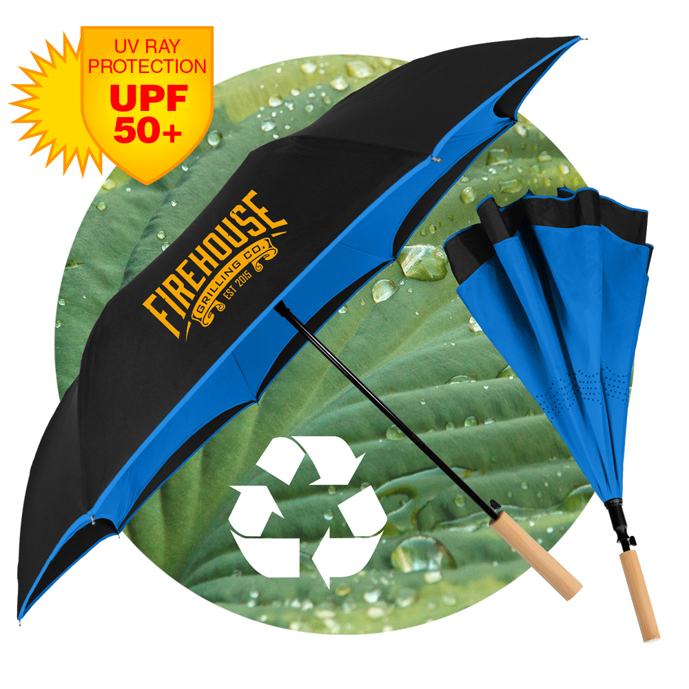 Eco-Friendly - The Enviro Inversa Inverted Umbrella - Recycled Materials/Bamboo Handle 3