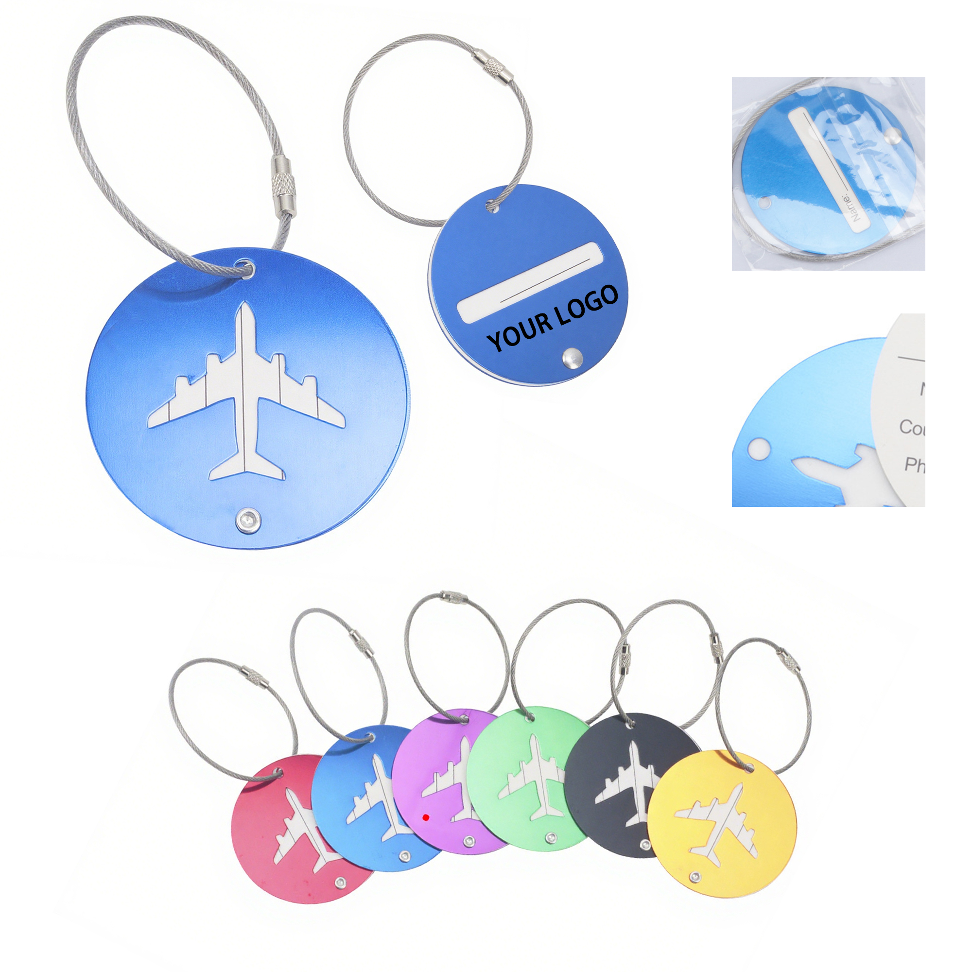 Round Aluminum Alloy Luggage Identification Tag 2.36" 2