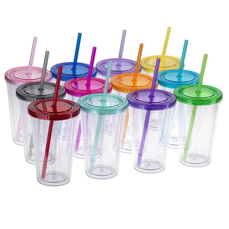 16 Oz. Acrylic Cup With Cap Straw 4