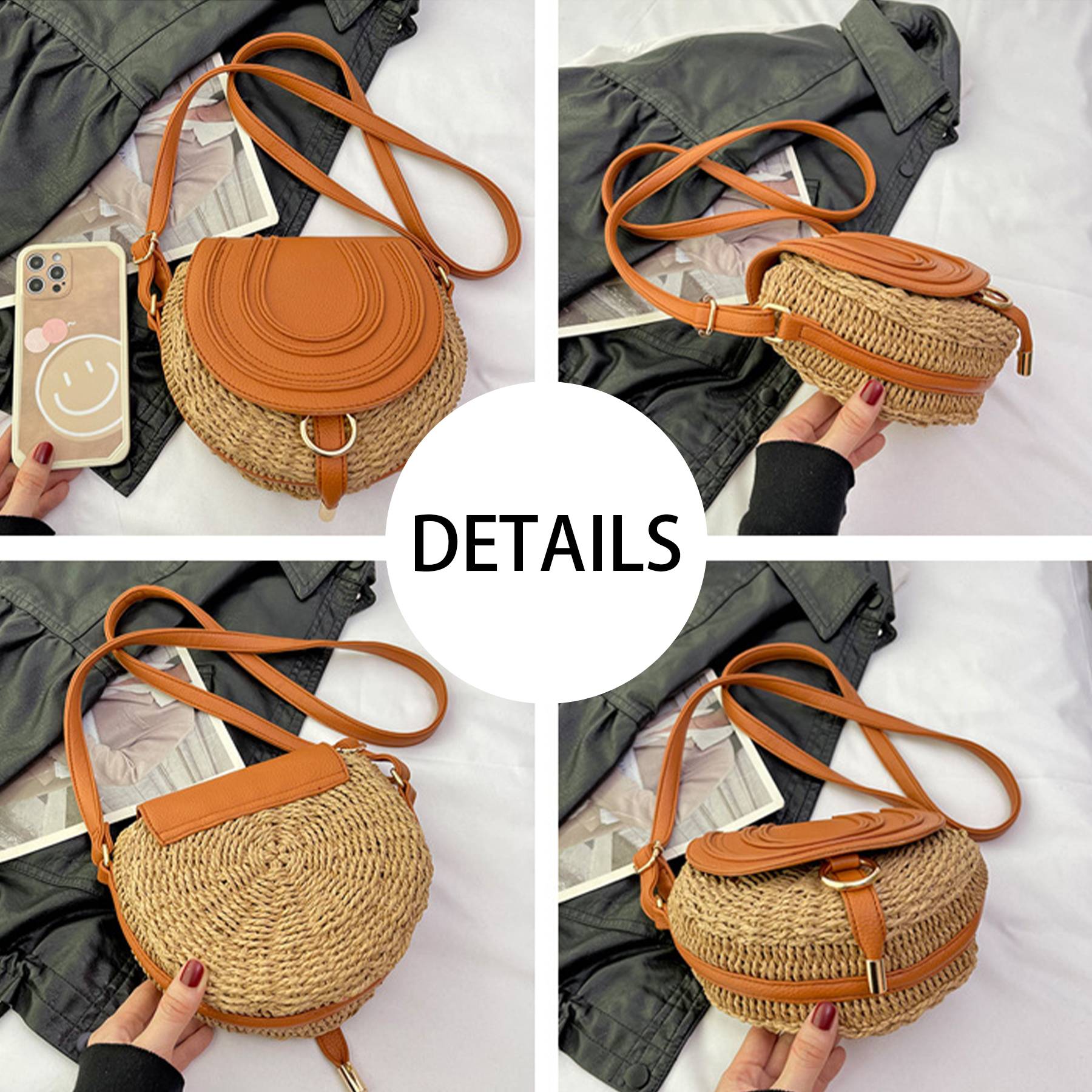 Jute Versatile straw cross-body shoulder bag 6