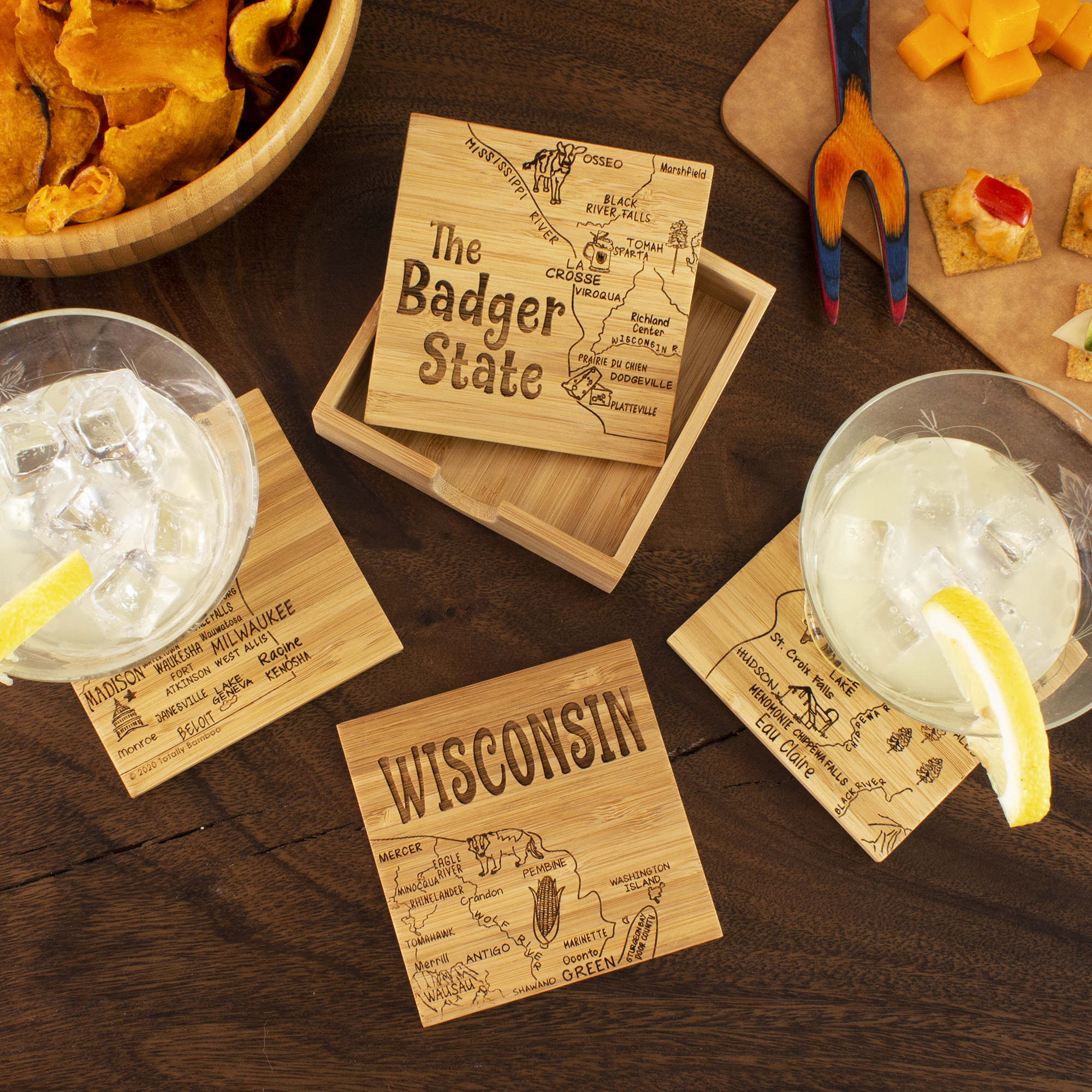Wisconsin State Puzzle Coaster Set 3