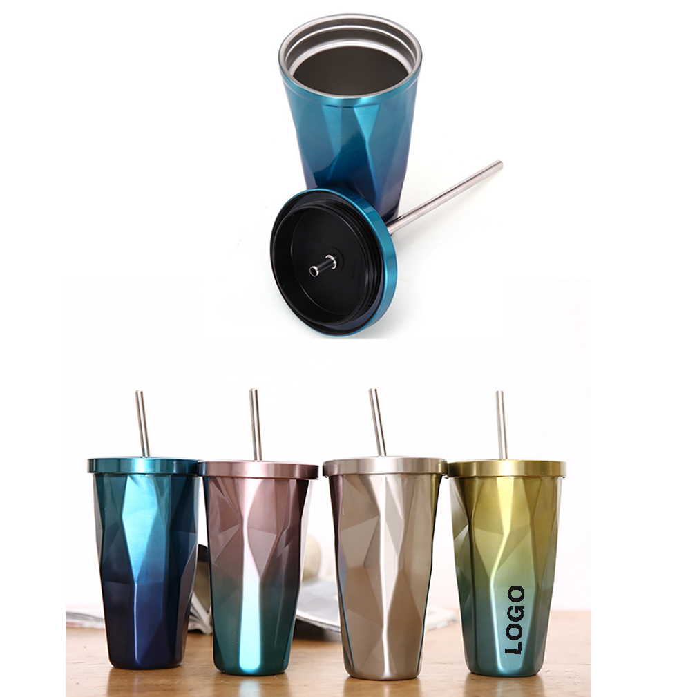 Irregular Stainless Steel Tumbler with Straw and Lid 16oz 2