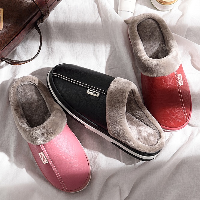 Winter soft plush warm indoor women's and men's slippers 4