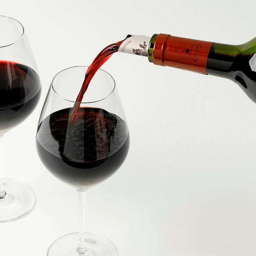 1 Anti-Drip Wine Pourer Disc with his White Plastic Carrier in a clear Polypropylene Bottle Neck Bag