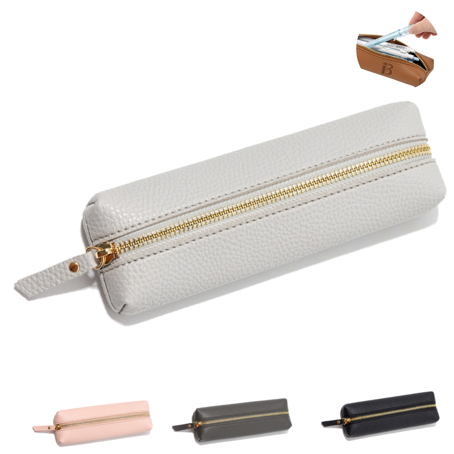 PU Leather Zipper Pencil Pouch 6