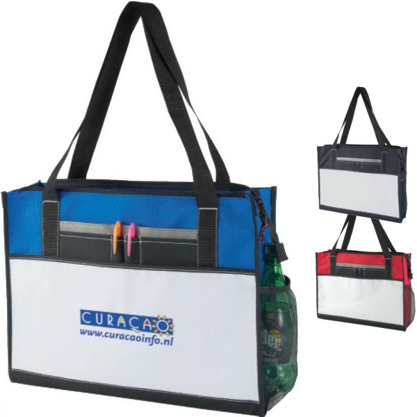 Poly zippered tote bag, custom tote bag with logo imprint 1