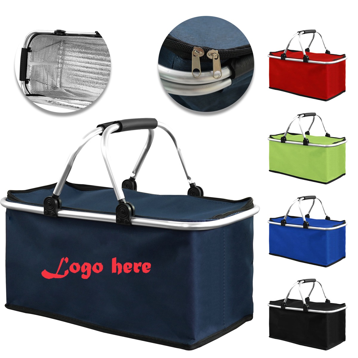 Full Color Printed Foldable Picnic Bag With Lid MOQ 30 6
