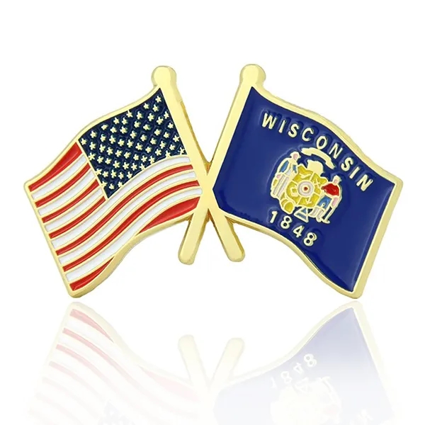 Stock Crossed Flag Pin (USA & USA) 27
