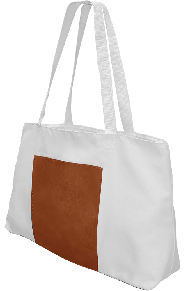 White Laserable Leatherette Rawhide Gusset Bag. 5