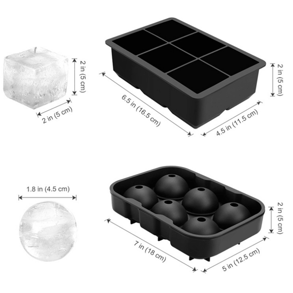 Ice Cube Trays Silicone Square Sphere Mold 3