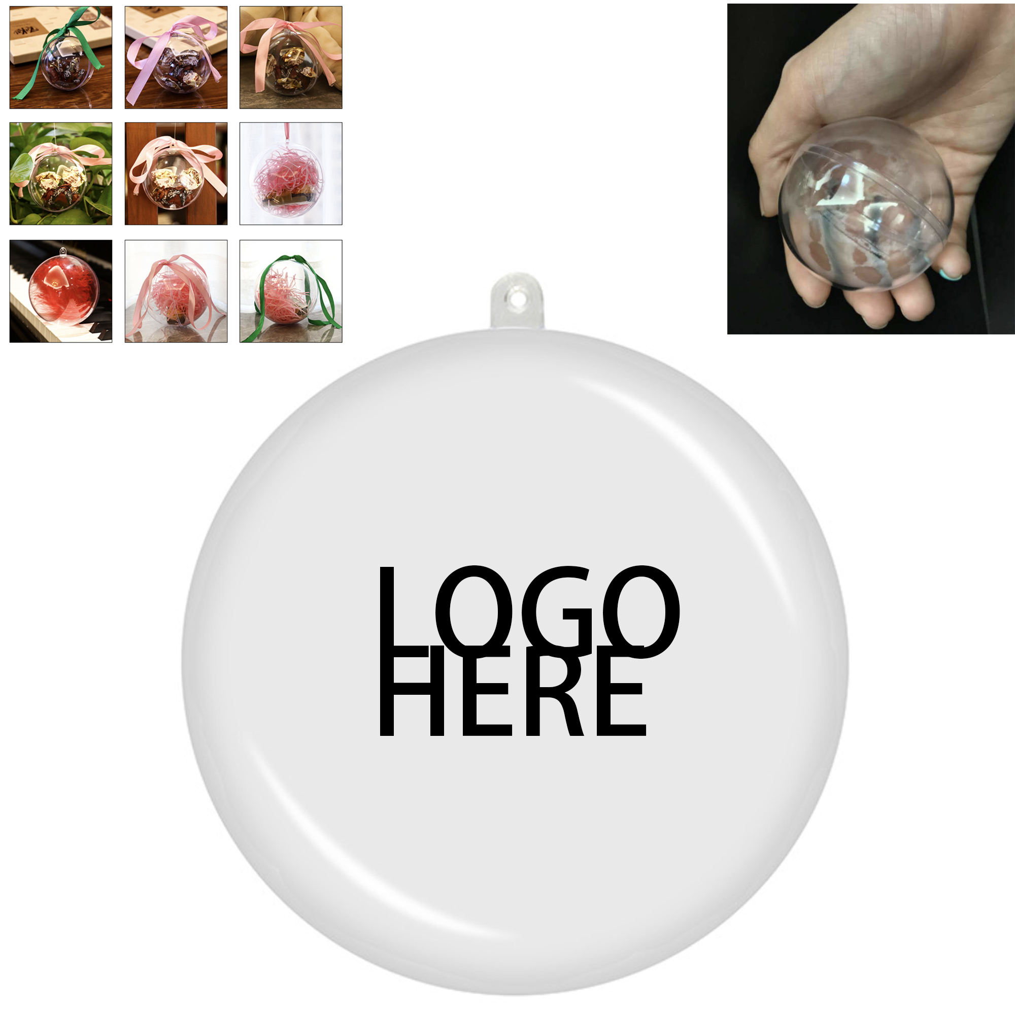 Clear Plastic Ball Christmas Ornament Tree Decor DIY Display 2