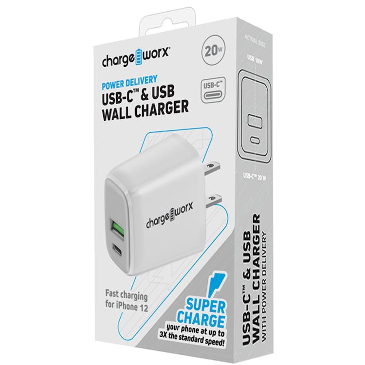 USB and USB-C Wall Charger with Power Delivery - White 2