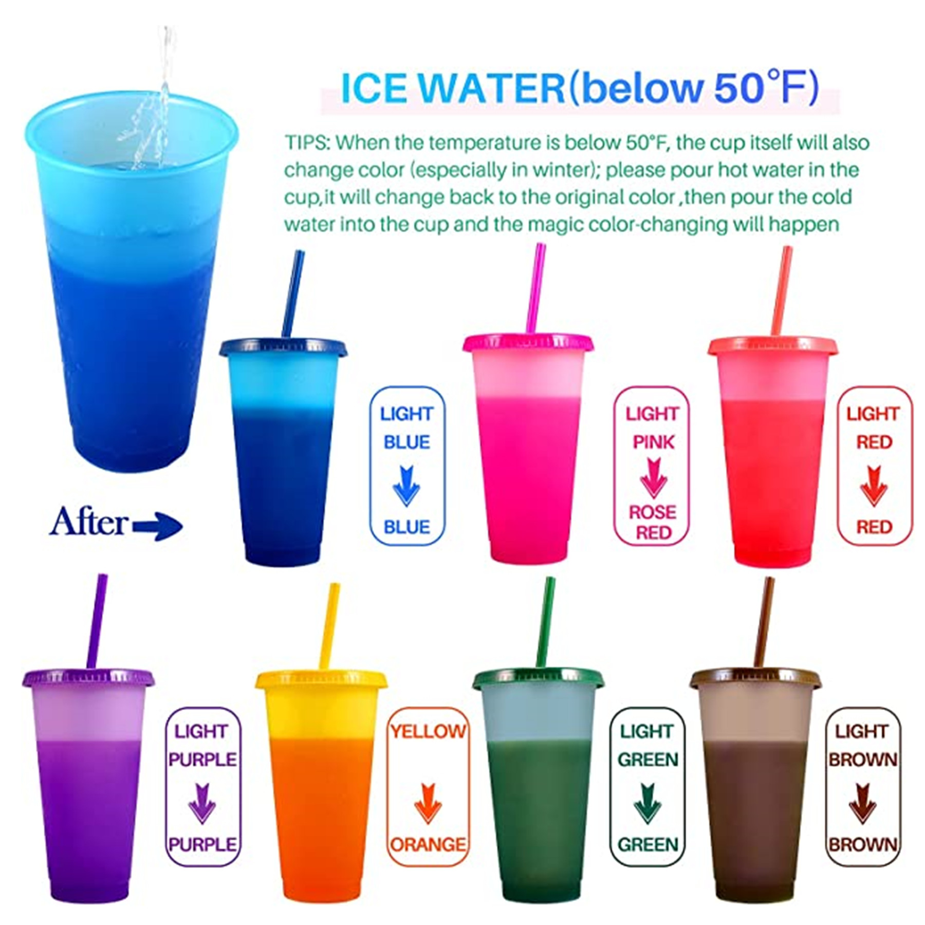 Color Changing Cup Tumbler with Lids and Straw 3