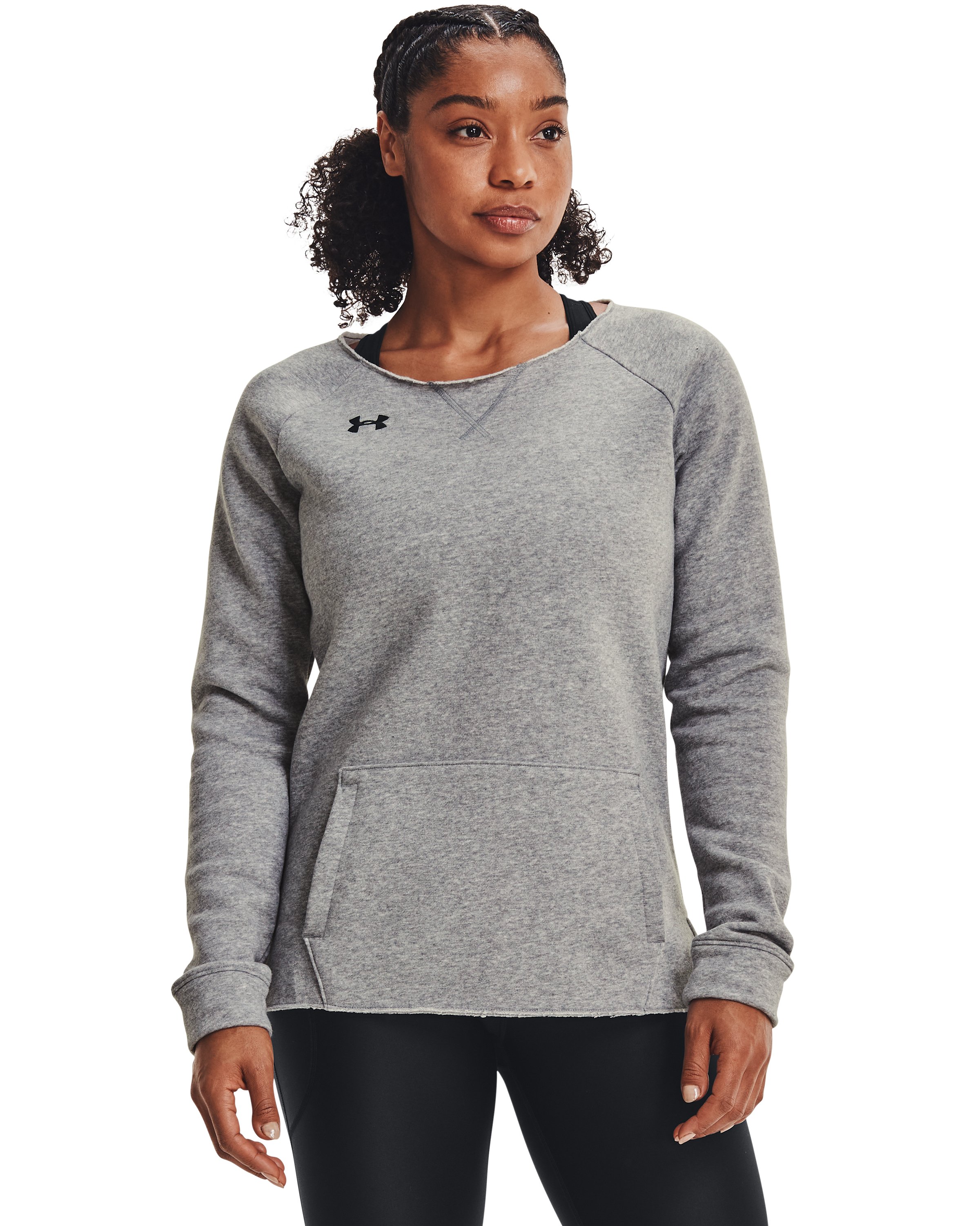 Women's UA Hustle Fleece Crew  3