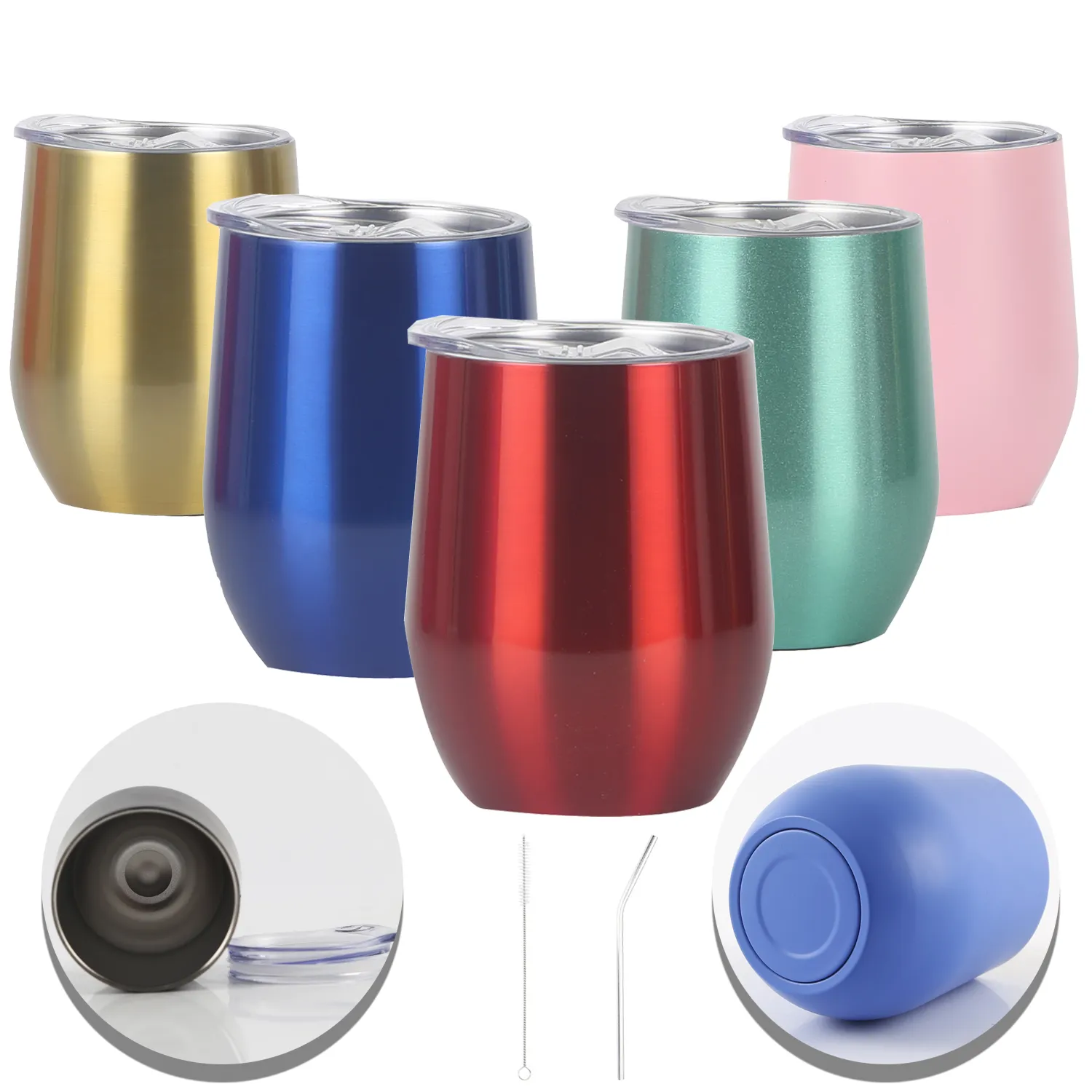 Stainless Steel Wine Tumbler with Lid & Straw 4