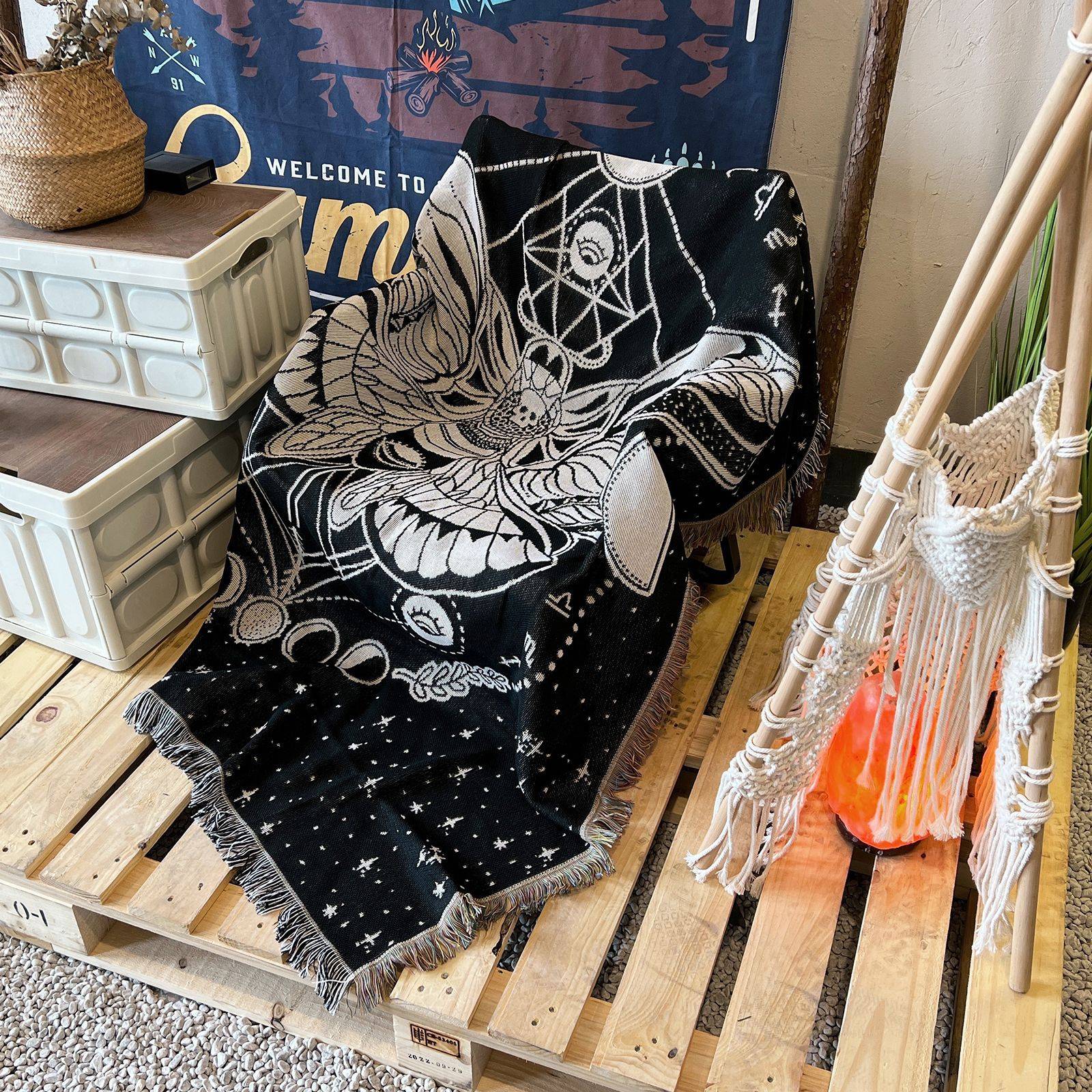 Custom Woven Cotton Picnic Blanket Tapestry 3